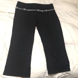 Like New Lululemon “I Love Yoga” Black Capri